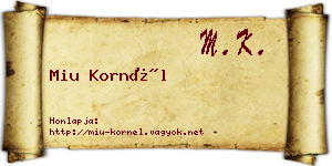 Miu Kornél névjegykártya