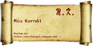 Miu Kornél névjegykártya
